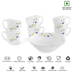 Imperial Series Quick Bite Bowl & Mug Gift set, 8 Pieces Blooming Daisy / 8 Pieces