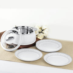 Royale Series Hot Snack Casserole & Plate Gift Set, 7 Pieces Sterling Silver / 7 Pieces