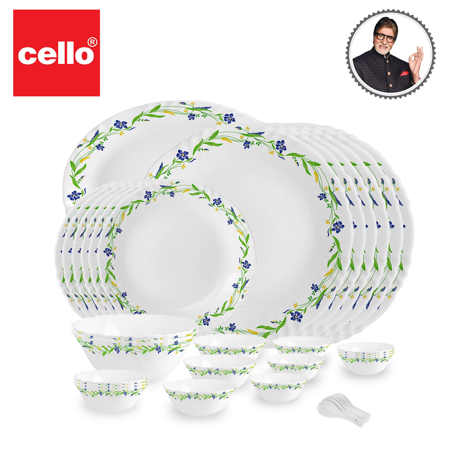 Imperial Series 33 Pieces Opalware Dinner Set for Family of 6 Amazon Creeper