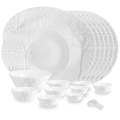 Imperial Series 33 Pieces Opalware Dinner Set for Family of 6 Winter Frost