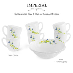 Imperial Series Quick Bite Bowl & Mug Gift set, 8 Pieces Amazon Creeper / 8 Pieces