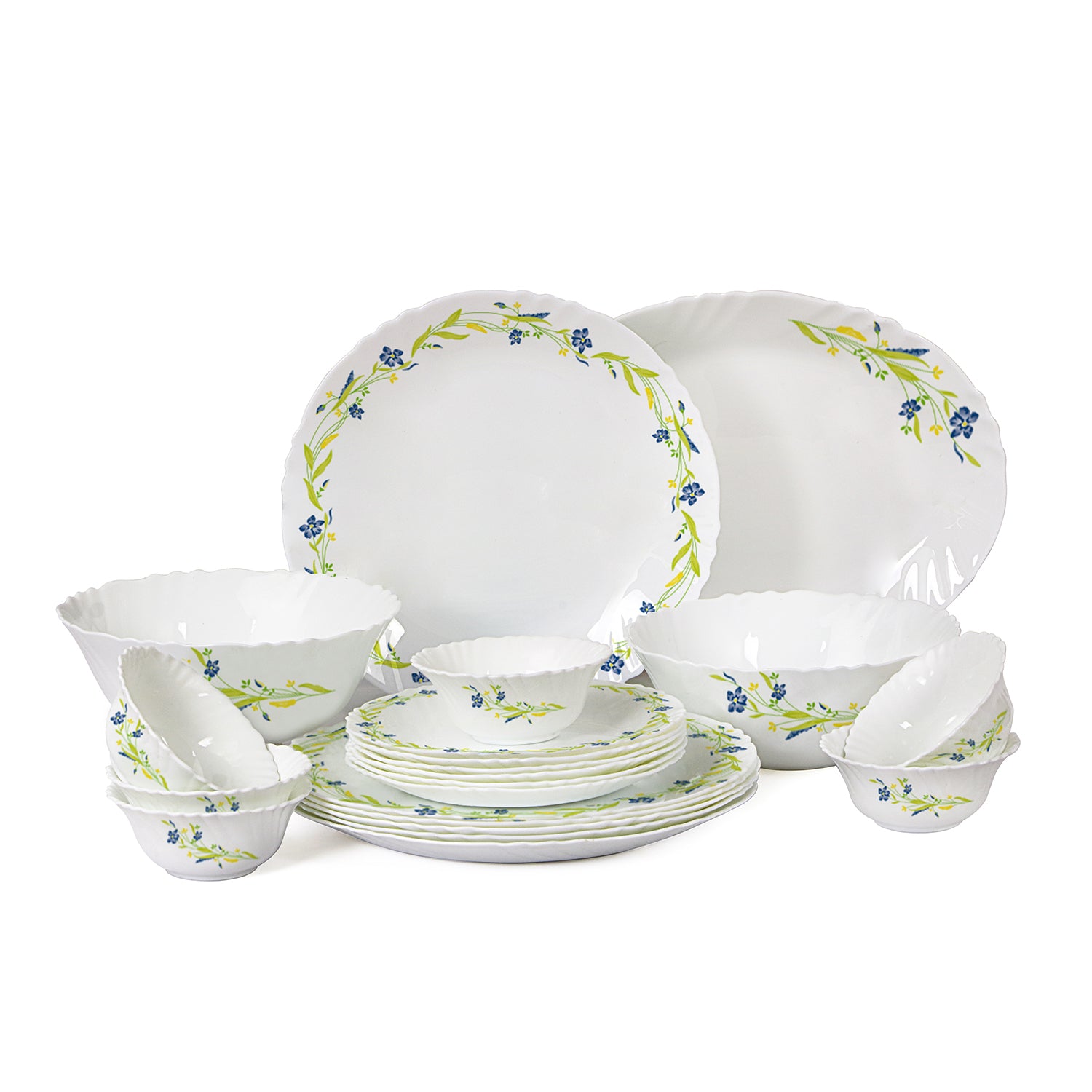 Imperial Series 21 Pieces Opalware Dinner Set for Family of 6 Amazon Creeper