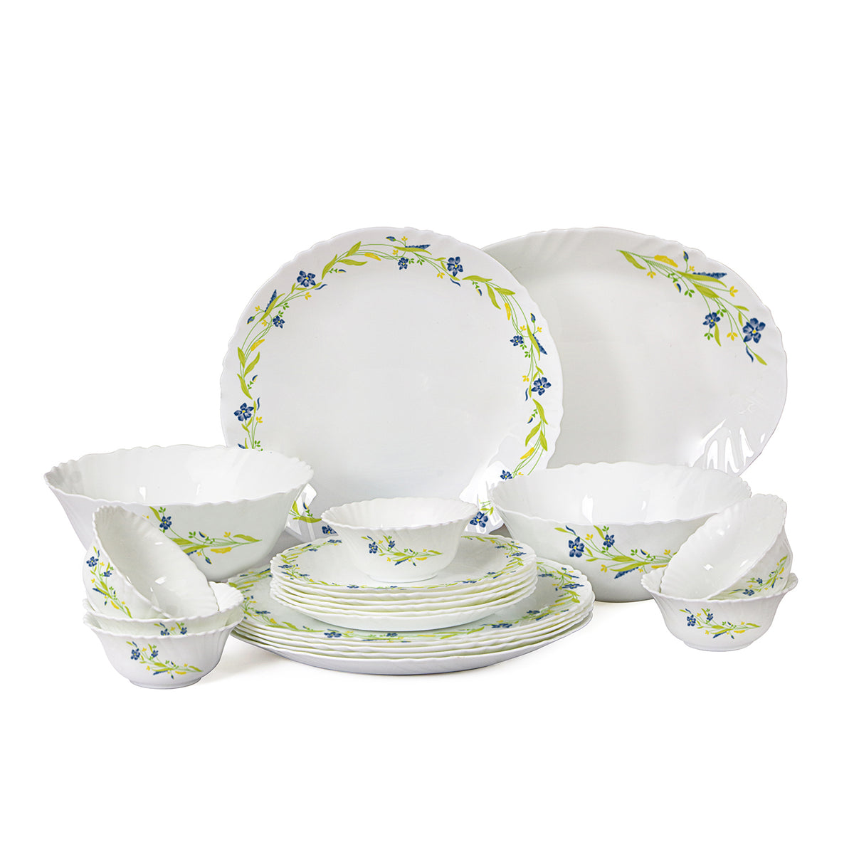 Imperial Series 21 Pieces Opalware Dinner Set for Family of 6 Amazon Creeper
