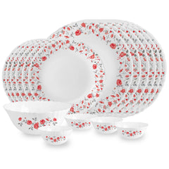 Imperial Series 19 Pieces Opalware Dinner Set for Family of 6 Red Rose Fantasy