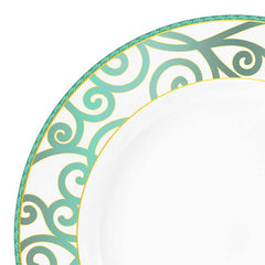 Ariana Series 27 Pieces Opalware Dinner Set for Family of 6 Green Swirl