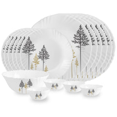 Imperial Series 19 Pieces Opalware Dinner Set for Family of 6 Golden Pine