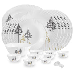Imperial Series 33 Pieces Opalware Dinner Set for Family of 6 Golden Pine