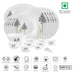 Imperial Series 33 Pieces Opalware Dinner Set for Family of 6 Golden Pine