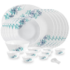 Imperial Series 33 Pieces Opalware Dinner Set for Family of 6 Blue Buster