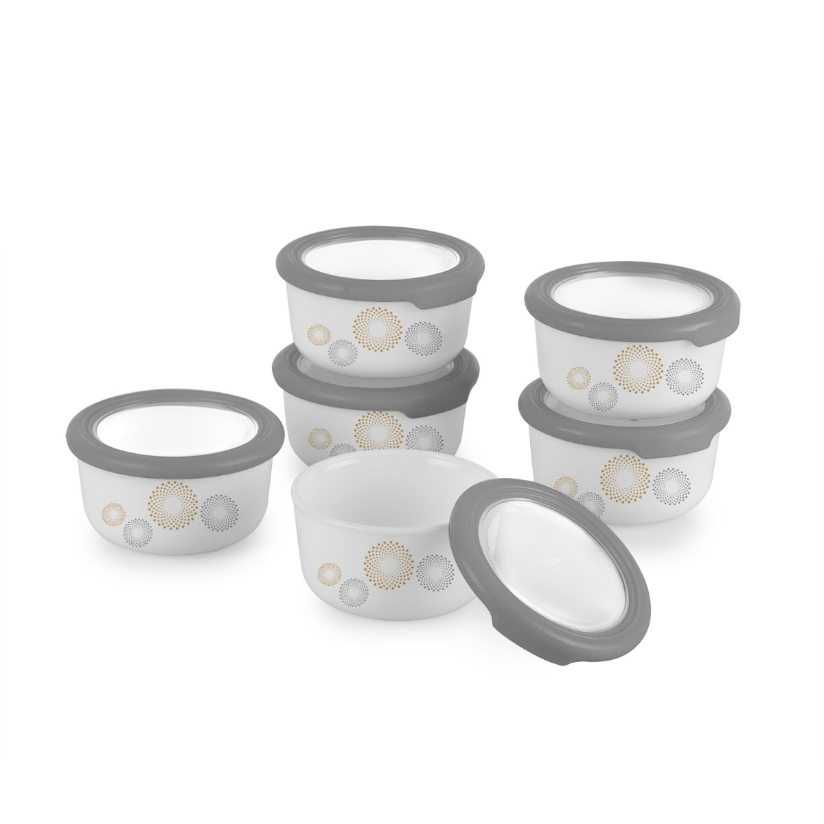 Imperial Series Condiment Gift Set with Premium lid, 6 Pieces Crazy Dots / 6 Pieces