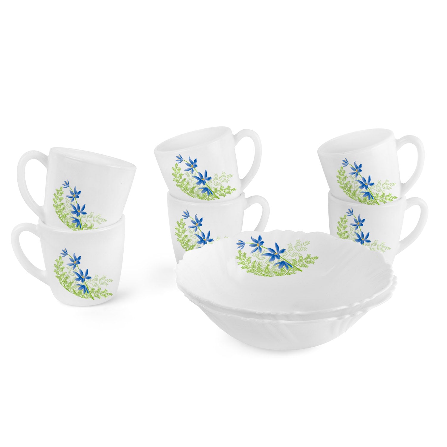 Imperial Series Quick Bite Bowl & Mug Gift set, 8 Pieces Blue Primerose / 8 Pieces