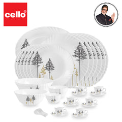 Imperial Series 46 Pieces Opalware Dinner Set for Family of 6 Golden Pine
