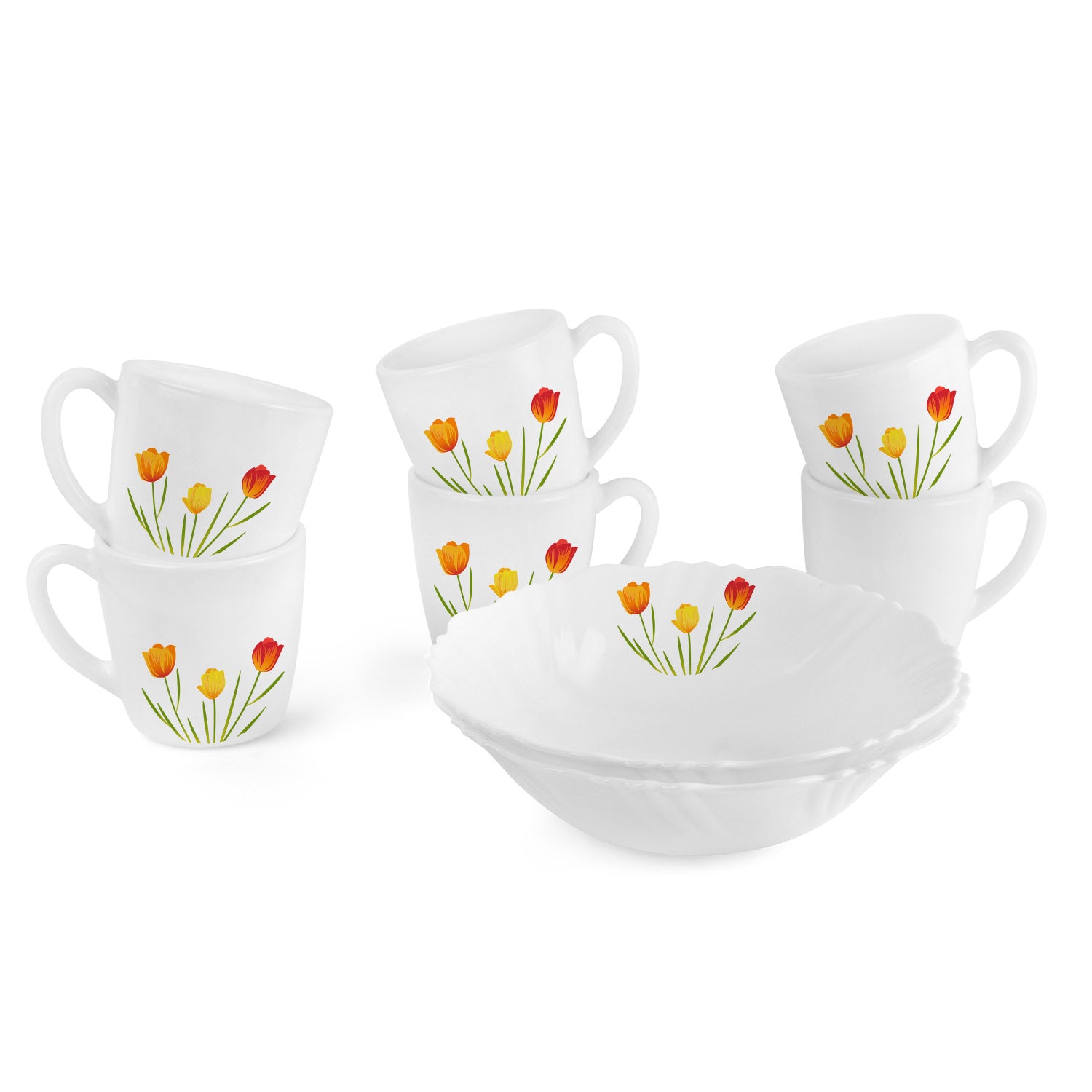 Imperial Series Quick Bite Bowl & Mug Gift set, 8 Pieces Tulip Garden / 8 Pieces