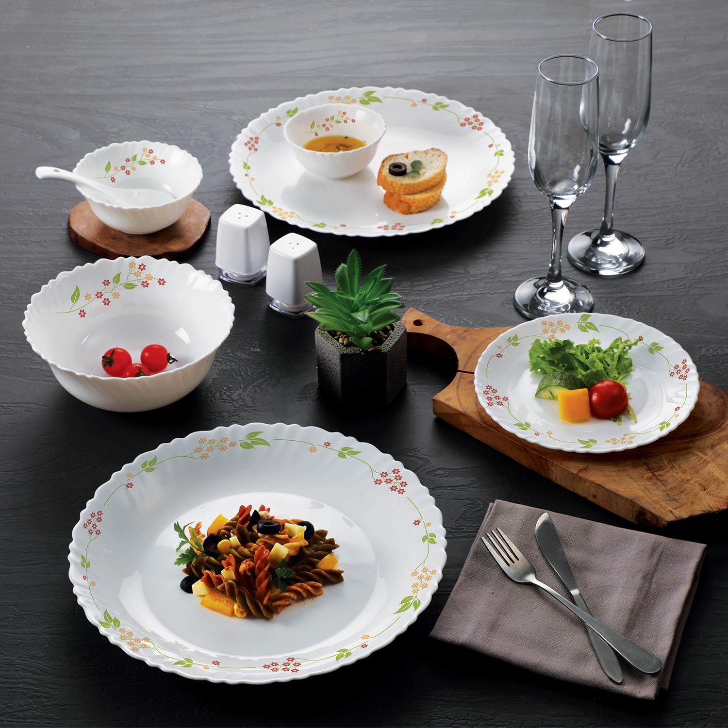 Dazzle Series 27 Pieces Opalware Dinner Set for Family of 6 Secret Garden