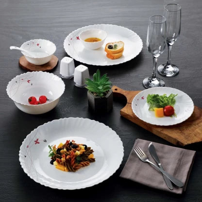 Dazzle Series 35 Pieces Opalware Dinner Set for Family of 6 Lush Fiesta / With Rice Platter