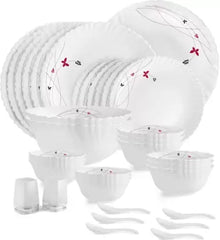 Dazzle Series 35 Pieces Opalware Dinner Set for Family of 6 Lush Fiesta / With Rice Platter