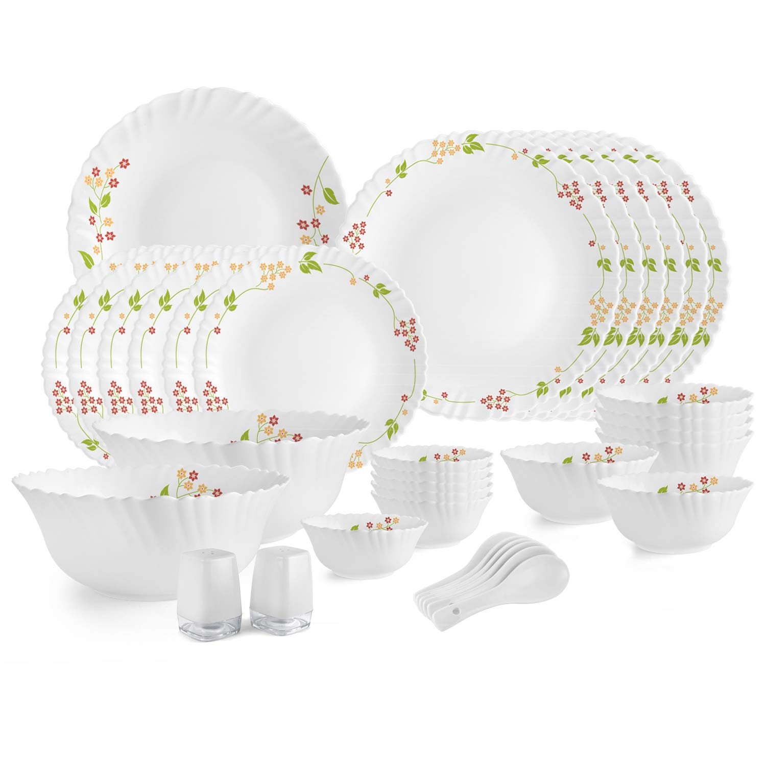 Dazzle Series 35 Pieces Opalware Dinner Set for Family of 6 Secret Garden / With Rice Platter
