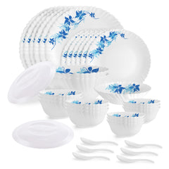 Dazzle Series 35 Pieces Opalware Dinner Set for Family of 6 Blue Swirl / With Multipurpose Bowl