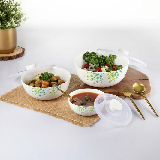 Green Orchard|Royale Series Mixing bowls with lid Gift Set, 3 Pieces / 3 Pieces