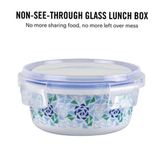 Mosaic Rose Opalware Lunch Box with Jacket / 3 Piece