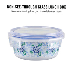 Mosaic Rose Opalware Lunch Box with Jacket White / 3 Piece