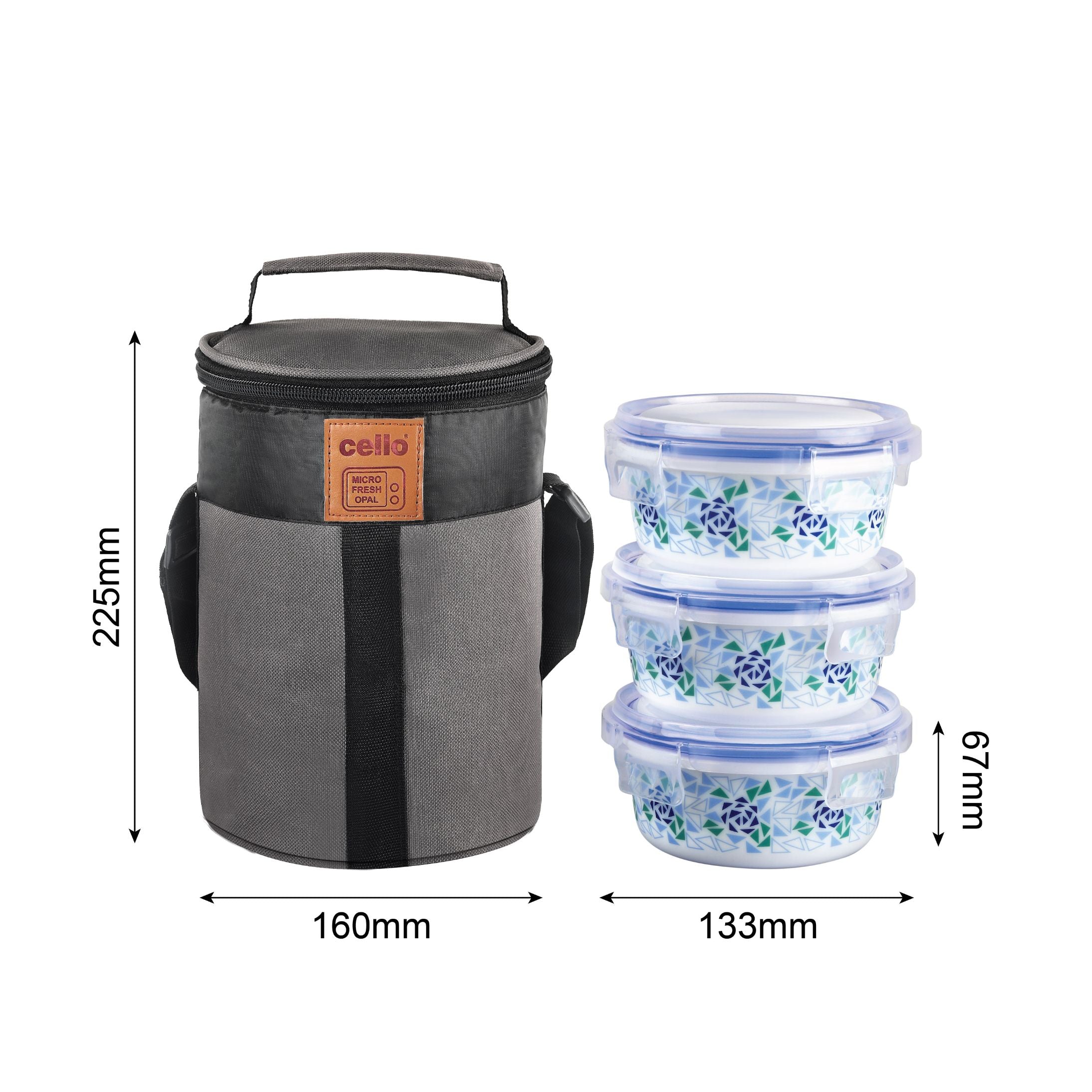 Mosaic Rose Opalware Lunch Box with Jacket / 3 Piece