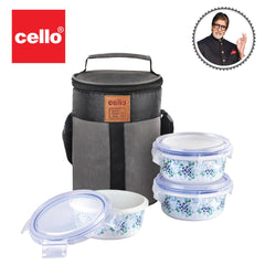 Mosaic Rose Opalware Lunch Box with Jacket / 3 Piece