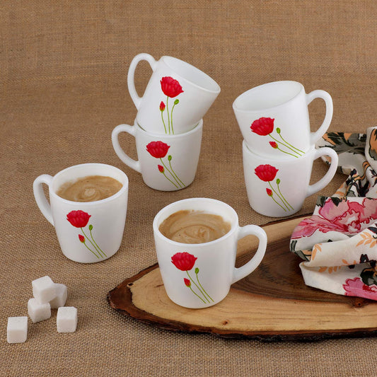 Small|Imperial Red Poppy Ricca Mugs, 6 Pieces / 6 Pieces