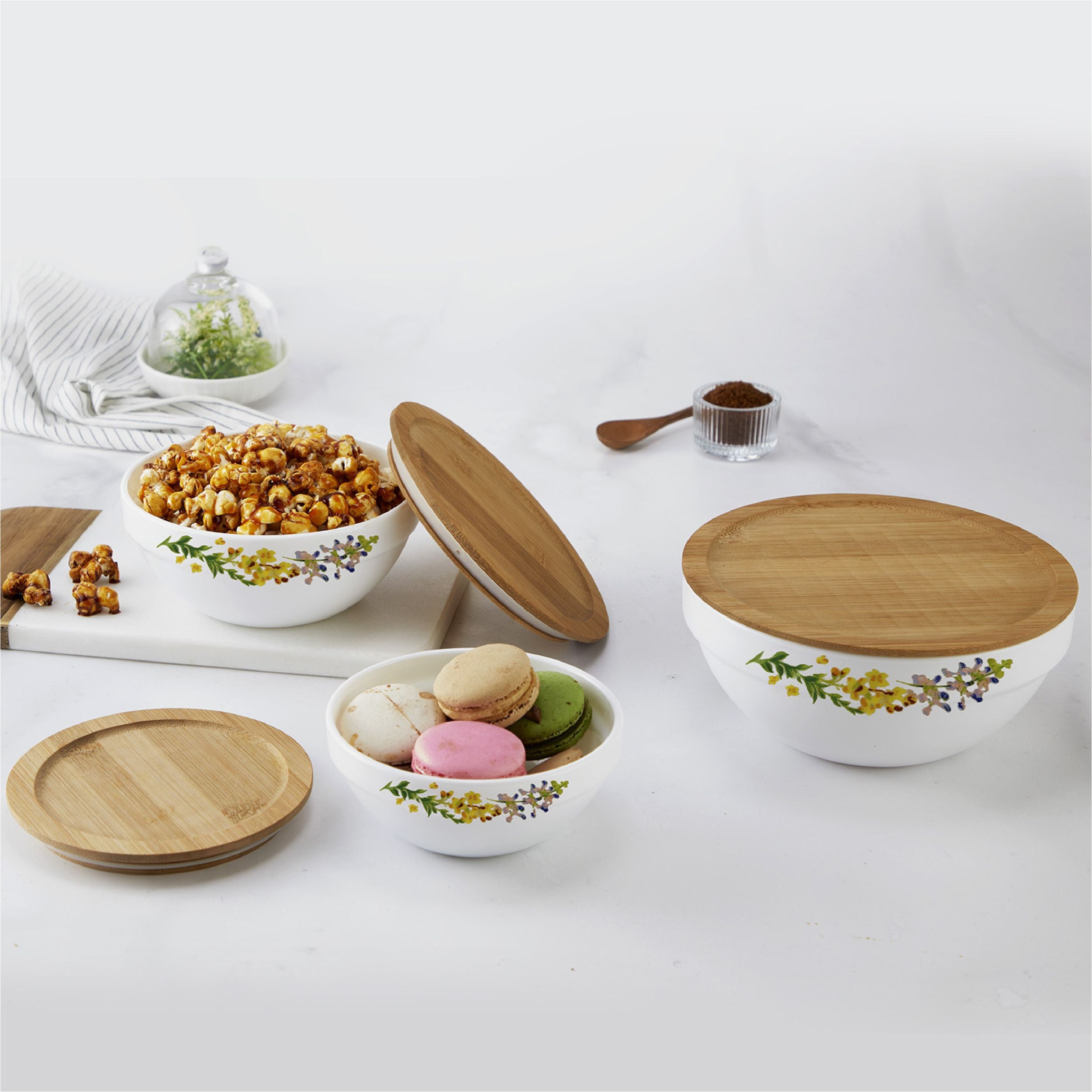 Royale Series Mixing bowls with bamboo lid Gift Set, 3 Pieces Botanica / 3 Pieces