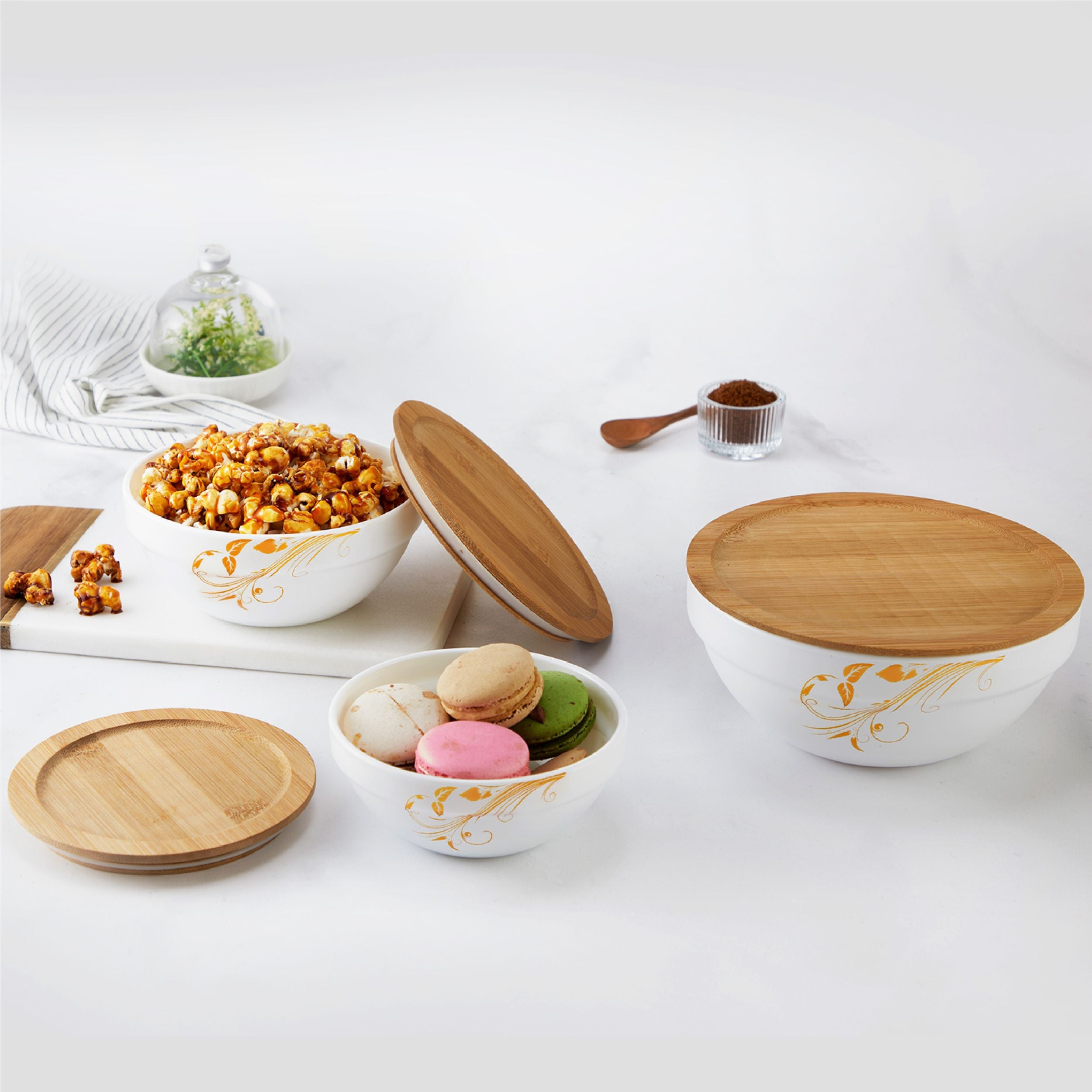 Royale Series Mixing bowls with bamboo lid Gift Set, 3 Pieces Vintage / 3 Pieces