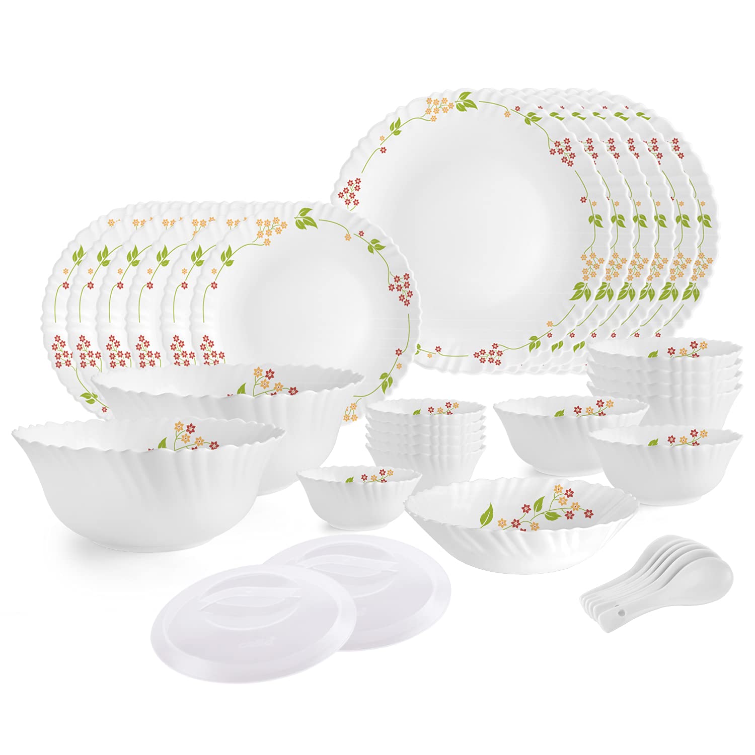 Dazzle Series 35 Pieces Opalware Dinner Set for Family of 6 Secret Garden / With Multipurpose Bowl