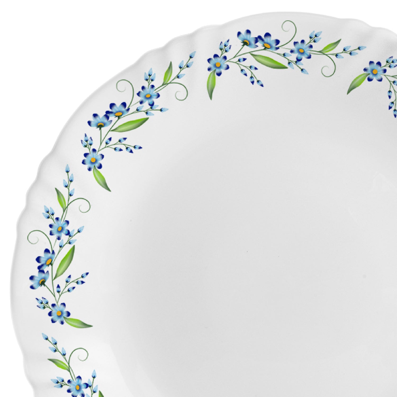 Imperial Series 65 Pieces Opalware Dinner Set for Family of 8 Blue Creeper