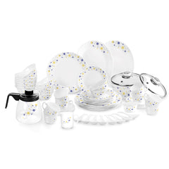 Imperial Series 65 Pieces Opalware Dinner Set for Family of 8 Blooming Daisy