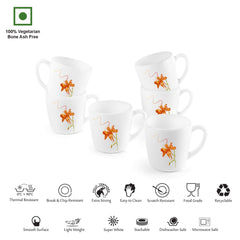 Imperial Orange Lily Ricca Mugs, 6 Pieces / 6 Pieces