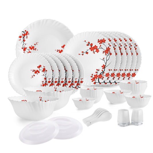 Cherry Blossom|Dazzle Series 37 Pieces Opalware Dinner Set for Family of 6