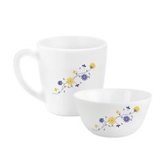 Imperial Series Breakfast Bowl & Mug Gift set, 4 Pieces Blooming Daisy / 4 Pieces