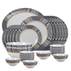 Feather Series 27 Pieces Opalware Dinner Set for Family of 6