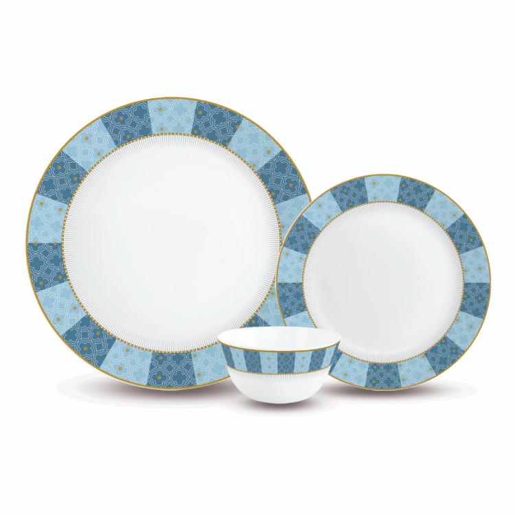 Aurus Series Azure 27 Pieces Opalware Dinner Set, Family of 6 6