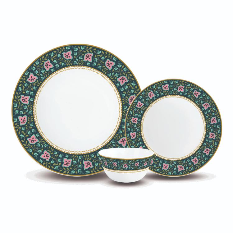 Aurus Series Chintz 27 Pieces Opalware Dinner Set, Family of 6 6